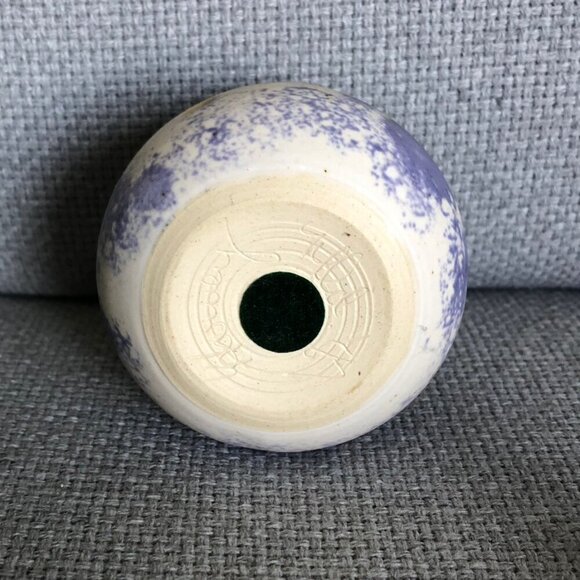Artisan Ceramic Garlic Keeper Blue Lavender White Diameter 2.5 Inches - Picture 8 of 14